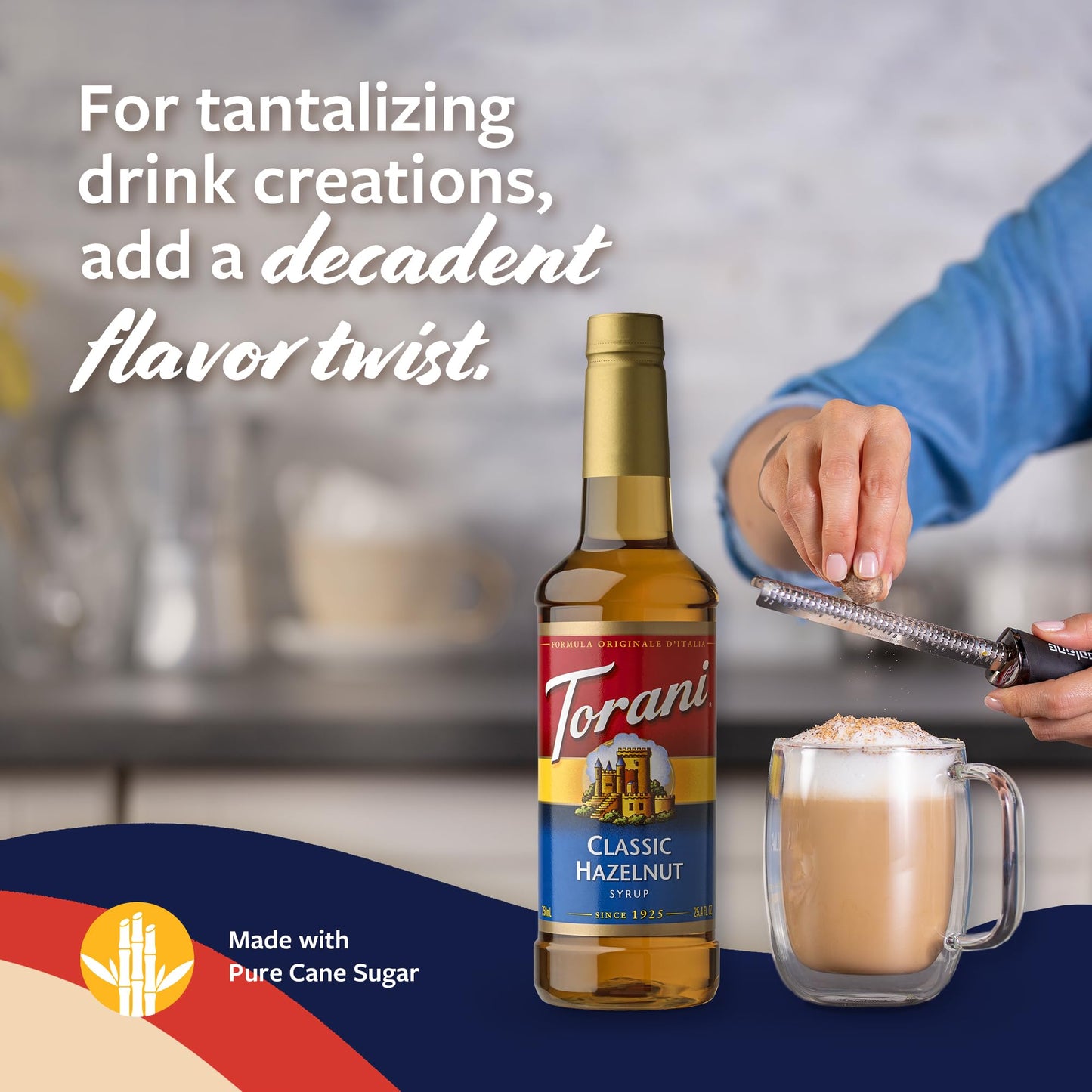 Torani Hazelnut Coffee Syrup For Drinks & Desserts, Pump Included, 25.4 Fl Oz
