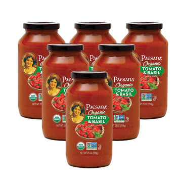 Paesana Organic Tomato Basil Pasta Sauce - Gluten Free, Vegan Friendly and made with 100% Imported Italian Tomatoes, USDA Organi