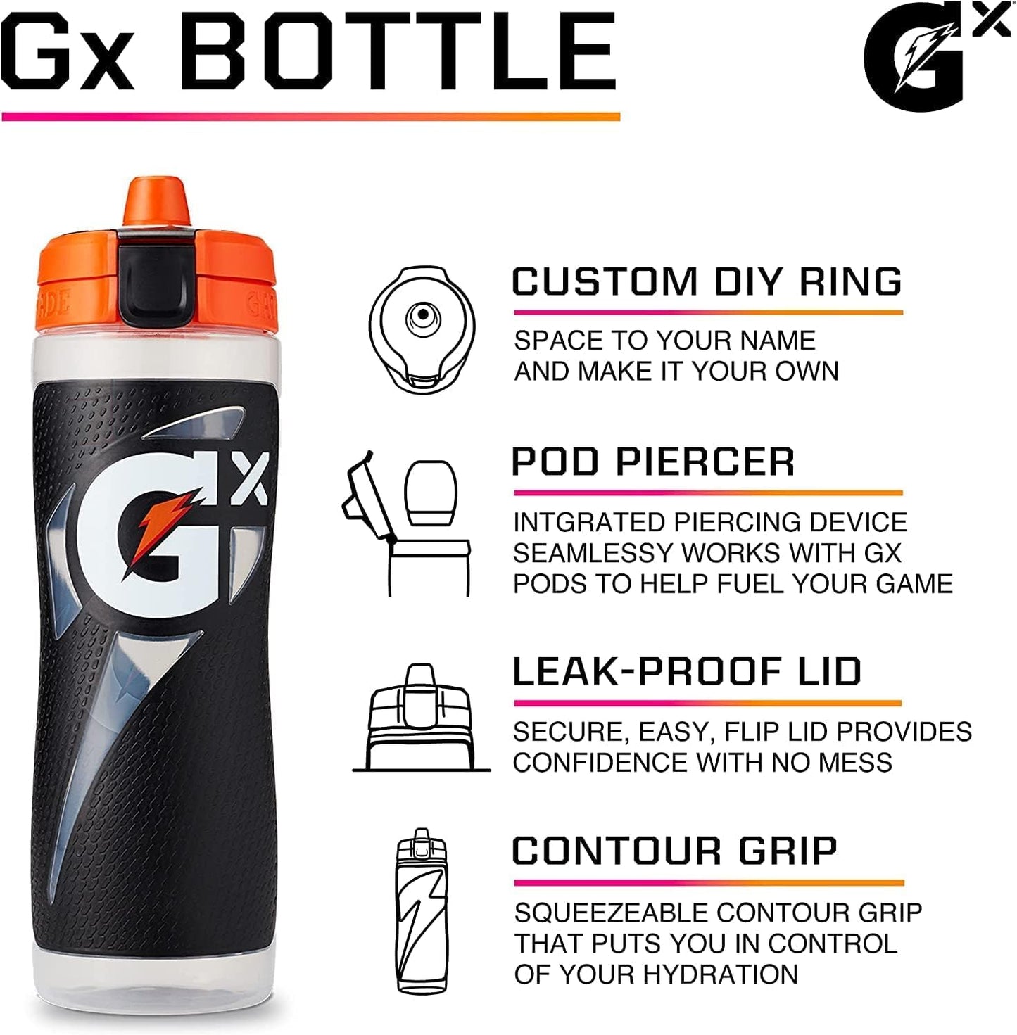 Gatorade Gx Kit, Marble Neon, 30oz - Hydration Mix for Athletes, Convenient Pack of 1, Sports Drink Enhancer