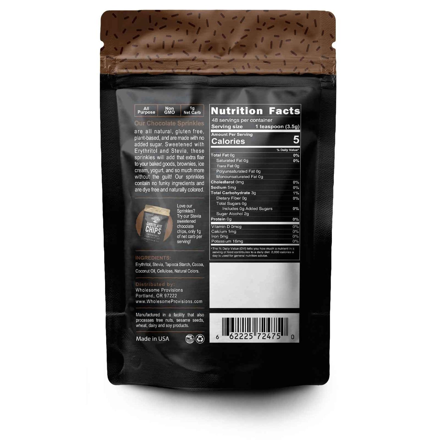 Keto Sprinkles, 6 Oz. Larger Value Size, Dye Free, Non-Gmo, Plant-Based, Vegan, Gluten Free, All Natural, No Artificial Coloring