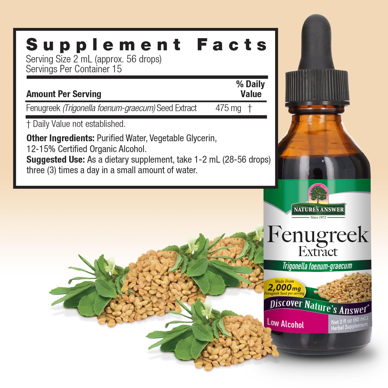 Natures Answer Fenugreek Seed Extract - 2 Fl Oz, Cranberry - Female Reproductive Support, Lactation Support