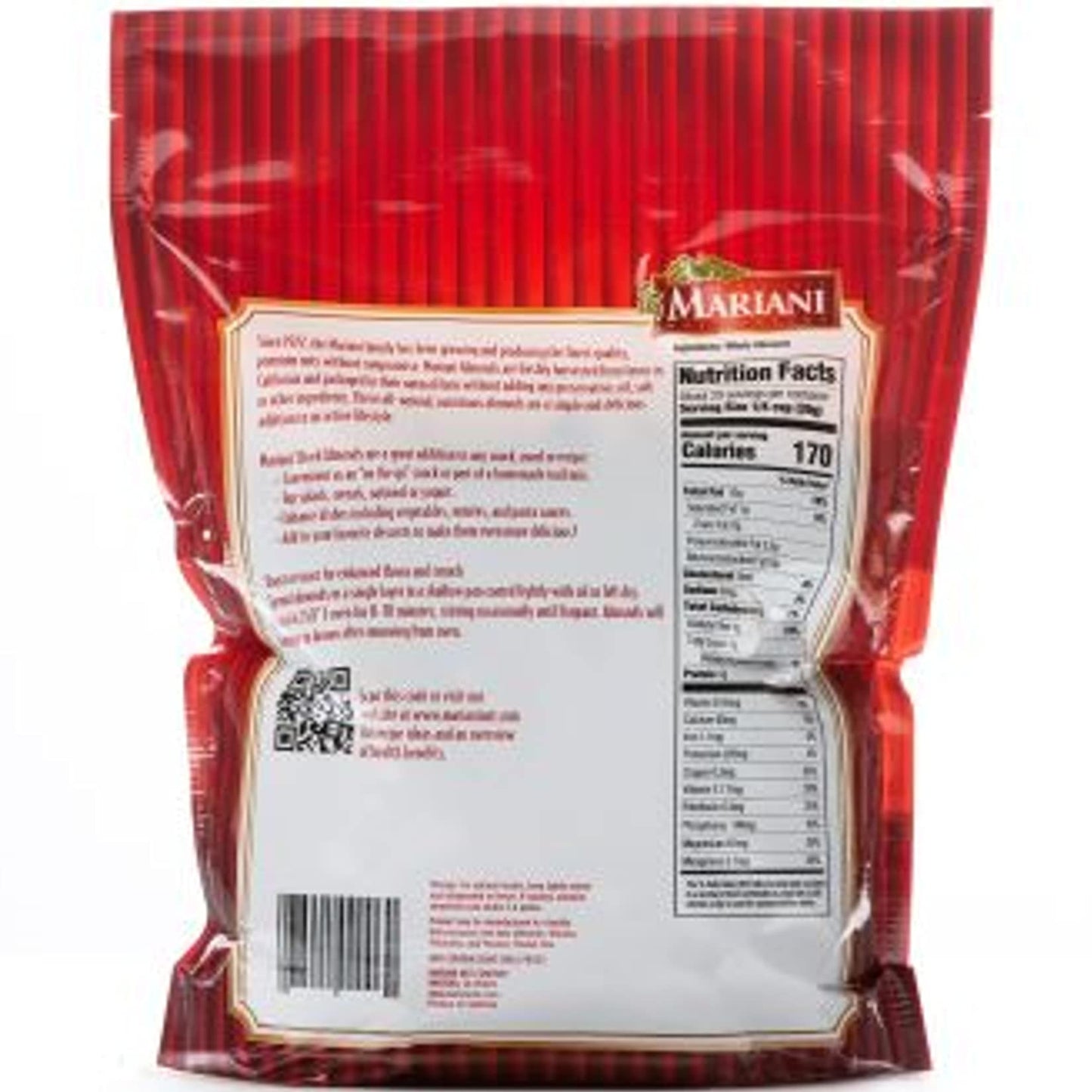 Mariani Nut Premium California Almonds, Gluten Free & Kosher Certified, 32oz Stand Up Bag - Whole Almonds (Pack of 1)