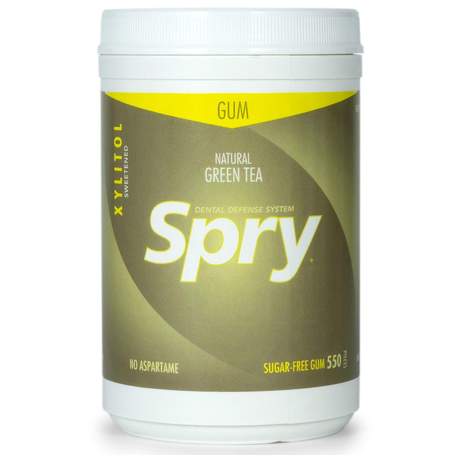 Spry Fresh Natural Xylitol Chewing Gum Dental Defense System Aspartame-Free Sugar Free Gum (Green Tea, 550 Count - Pack Of 1)
