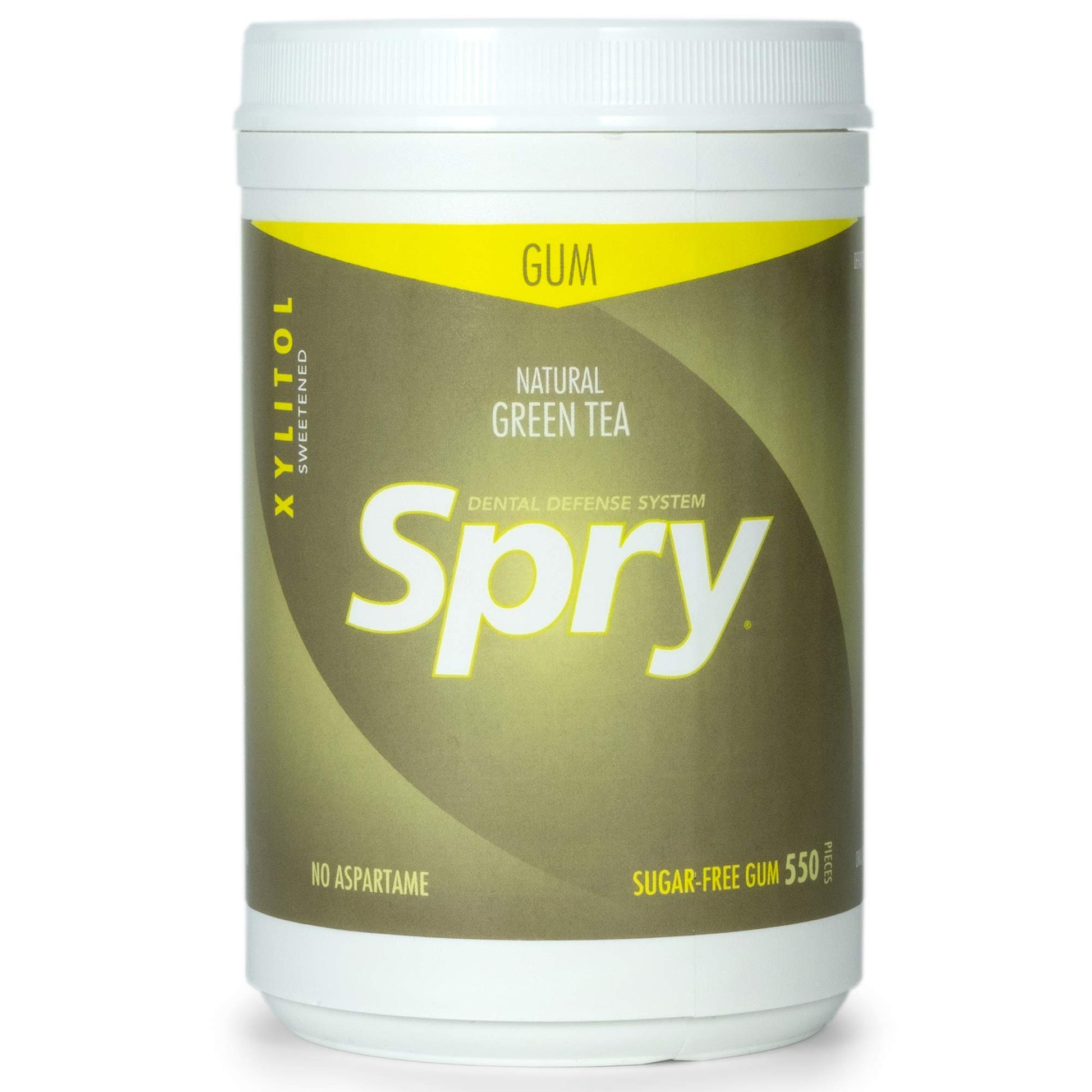 Spry Fresh Natural Xylitol Chewing Gum Dental Defense System Aspartame-Free Sugar Free Gum (Green Tea, 550 Count - Pack Of 1)