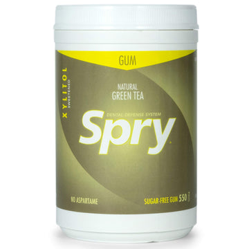 Spry Fresh Natural Xylitol Chewing Gum Dental Defense System Aspartame-Free Sugar Free Gum (Green Tea, 550 Count - Pack Of 1)