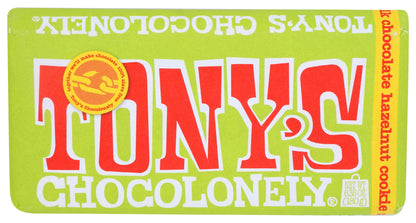 TonyS Chocolonely Milk Chocolate Bar With Hazelnut And Cookie, 6.35 Oz