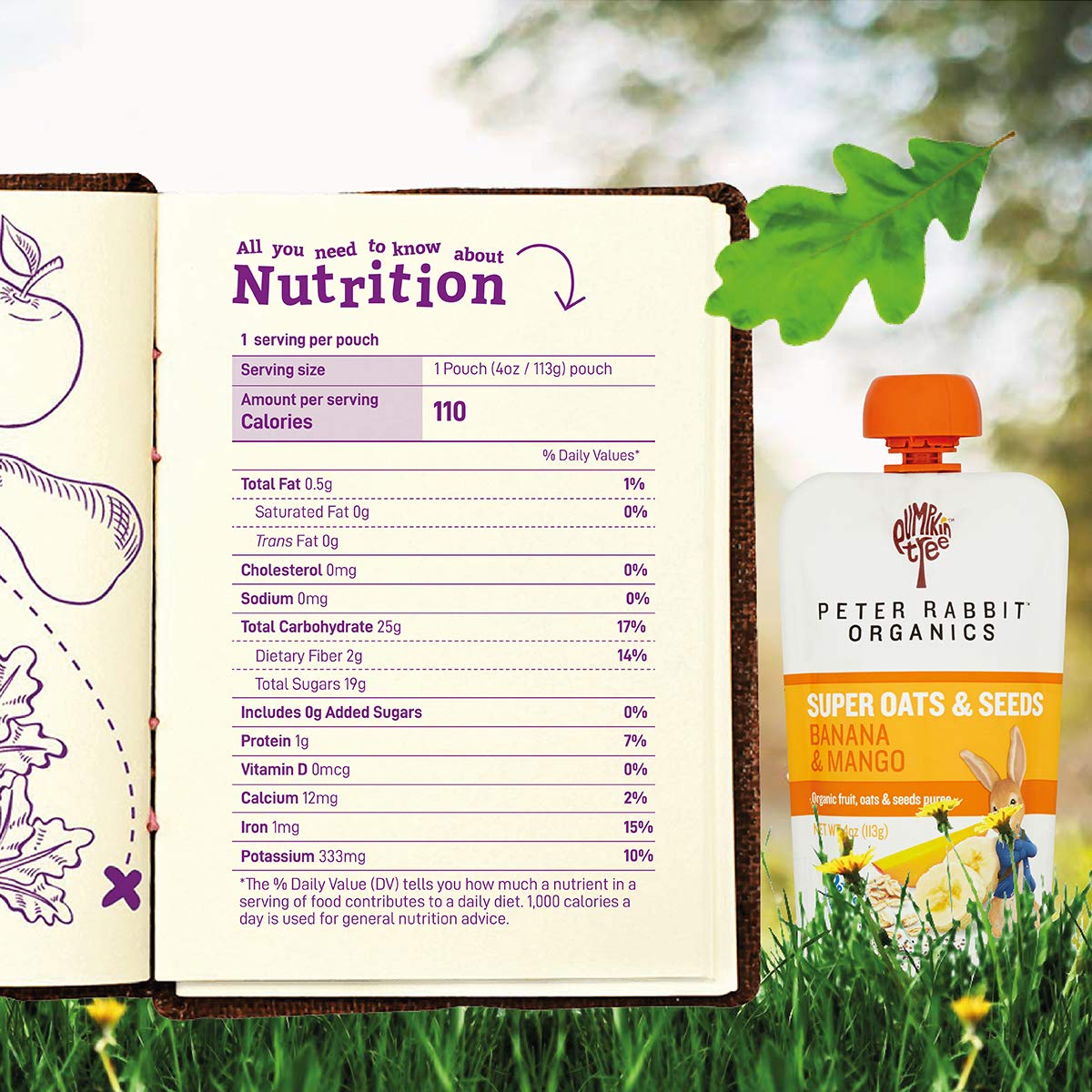 Pumpkin Tree Super Oats & Seeds Puree Squeeze Pouch, Banana & Mango, 4 Ounce (Pack of 10) - Organic Baby Food Snack