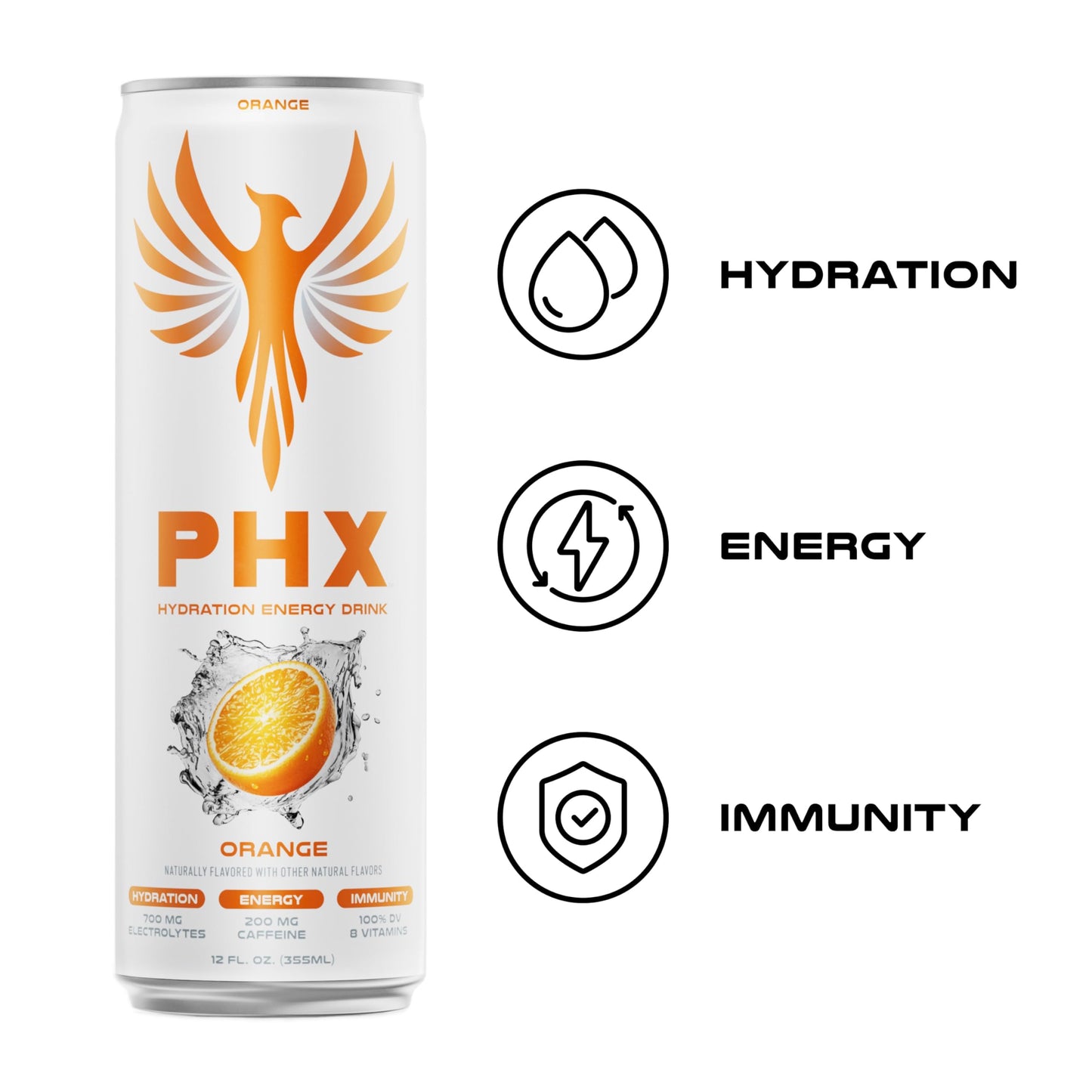 PHX Hydration Energy Drink - 700mg Electrolytes  200mg Natural Green Tea Caffeine  100% Daily Value 8 Essential Vitamins - 12 oz Cans (12 Pack) (12 Pack  Variety Pack)