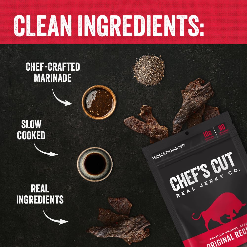 Chefs Cut Real Smoked Beef Original Recipe Jerky  14 Ounce