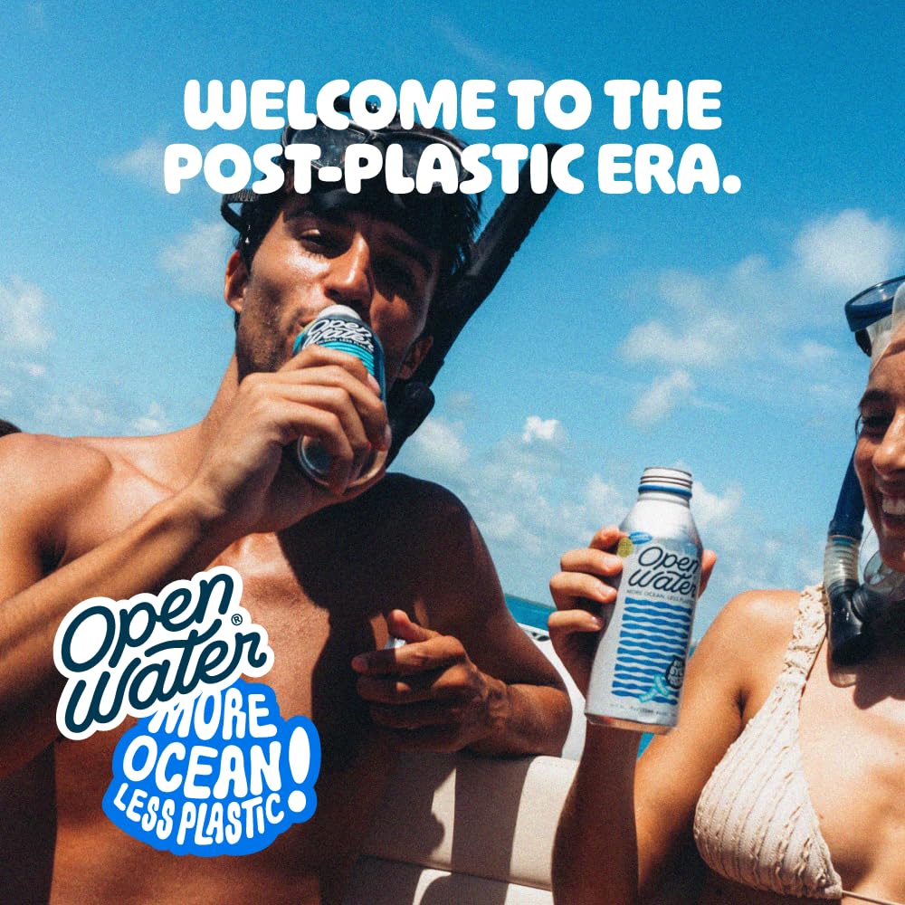 Open Water Sparkling Bottled Water with Electrolytes, 16 oz Aluminum Bottles, BPA-free, Eco-friendly, Pack of 72