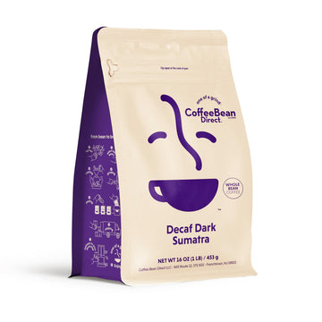 Coffee Bean Direct Decaf Dark Sumatra Whole Bean Coffee, Dark Roast, 16 Ounce Pack