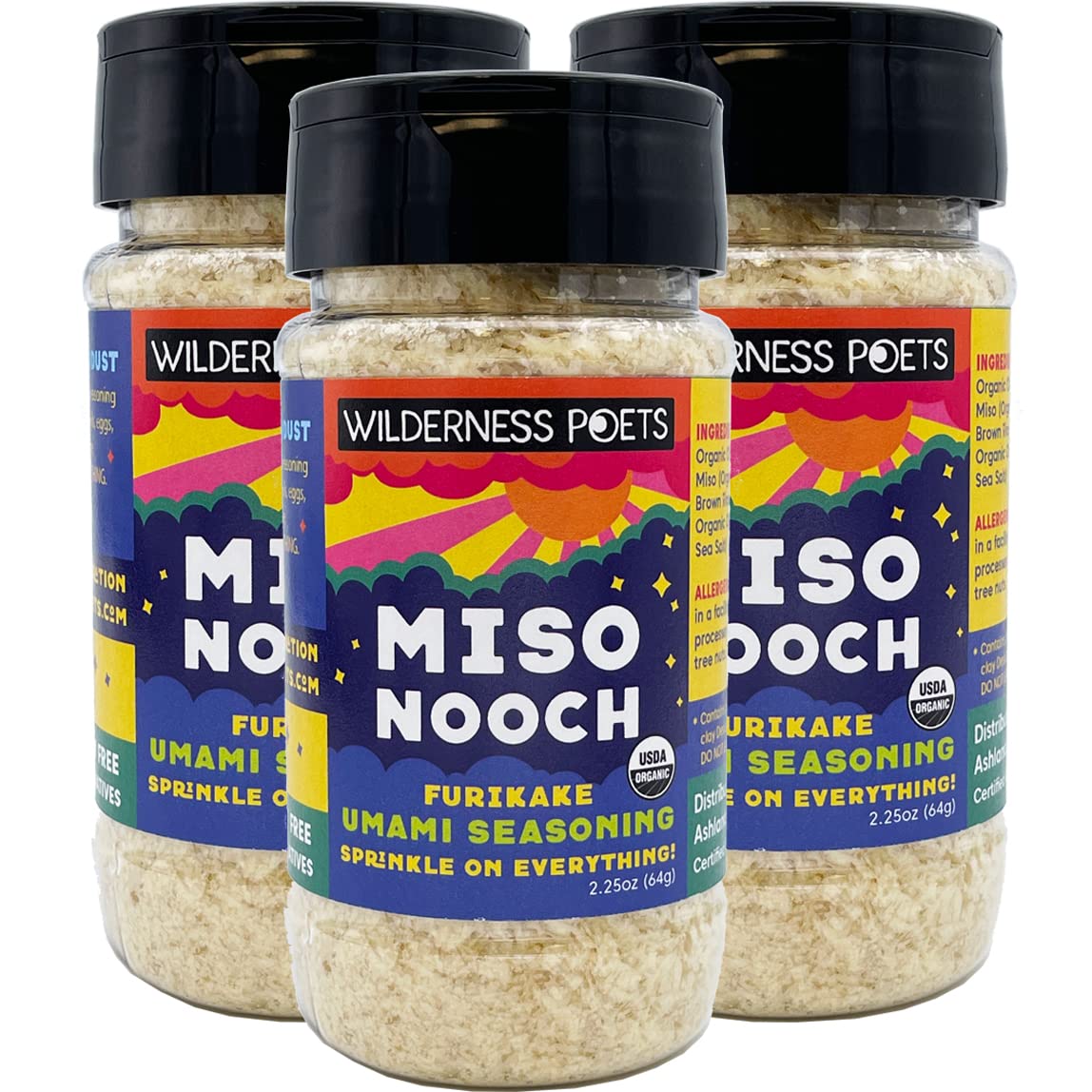 Wilderness Poets, Miso Nooch - 100% Dried Organic Chickpea Miso Umami Seasoning - Sprinkle on Everything. Organic, Vegan, Soy Fr