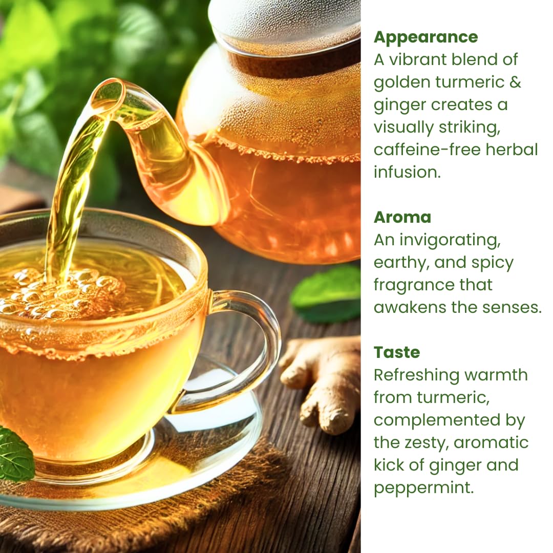 Rachel’s Tea Turmeric Ginger Herbal Tea Bags (60 Bags/120 Cups) - 8.1oz