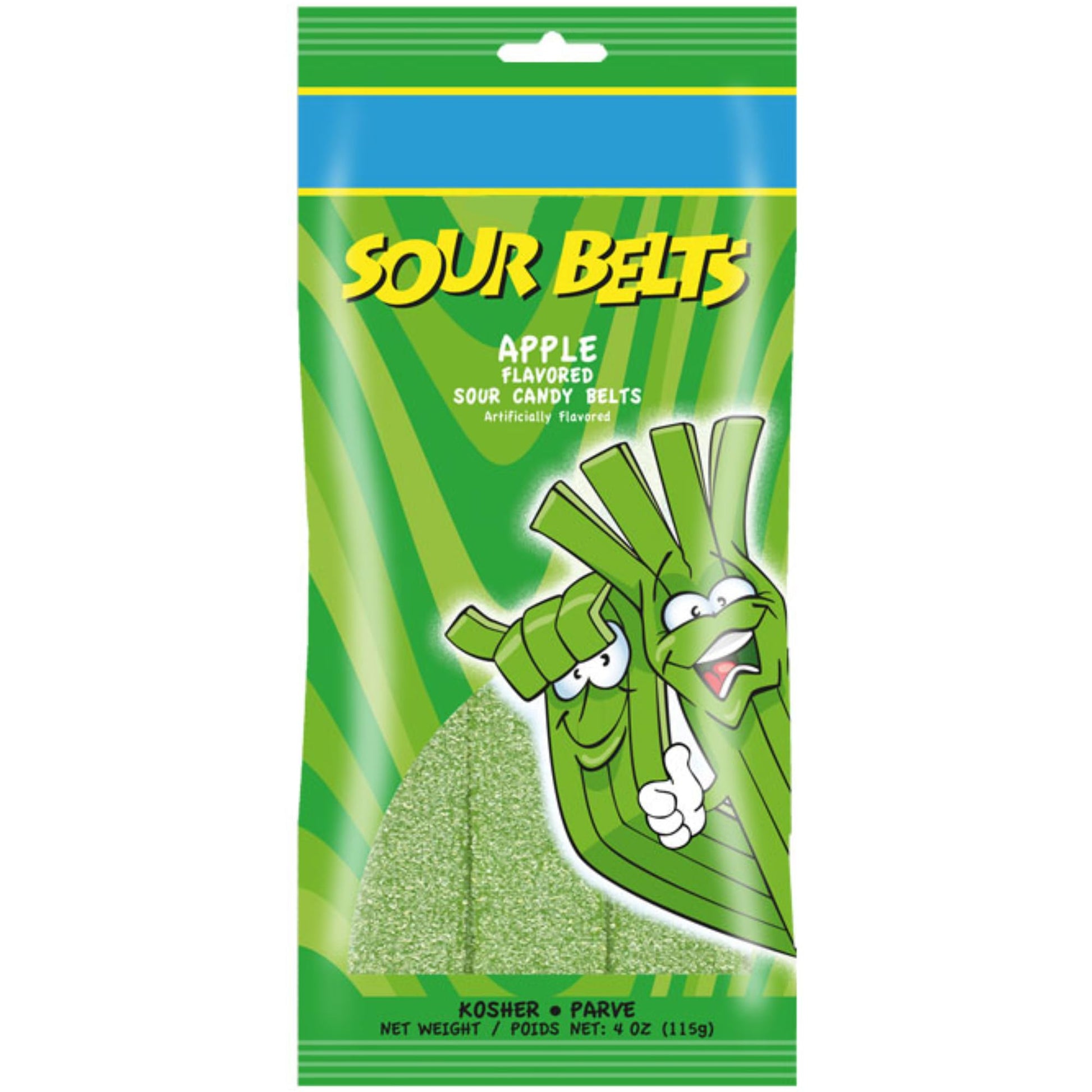 Snacktery Green Apple Sour Belts - St Patricks Day Candy Belts - Vibrant & Tangy Sour Strips - Vegan & Kosher Green Candy for St