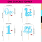 24Pack First Birthday Cupcake Topper - Glitter Light Blue One Cupcake Picks,1St Birthday Cupcake Decorations Supplies (Light Blu