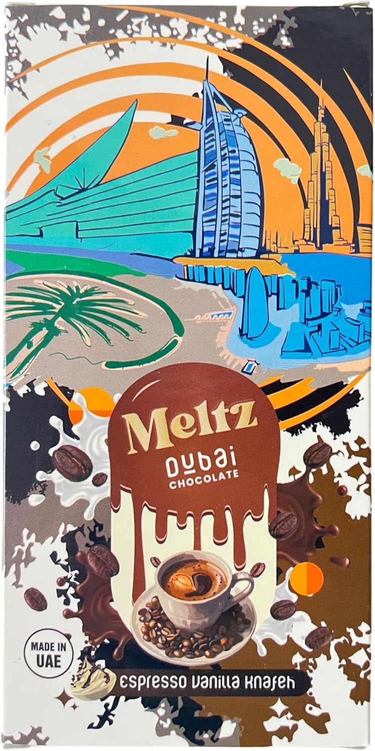 Meltz Chocolate Bar Espresso Vanilla 192g - Filled with Coffee Cream, Rich Milk Chocolate, Individually Wrapped, Brown