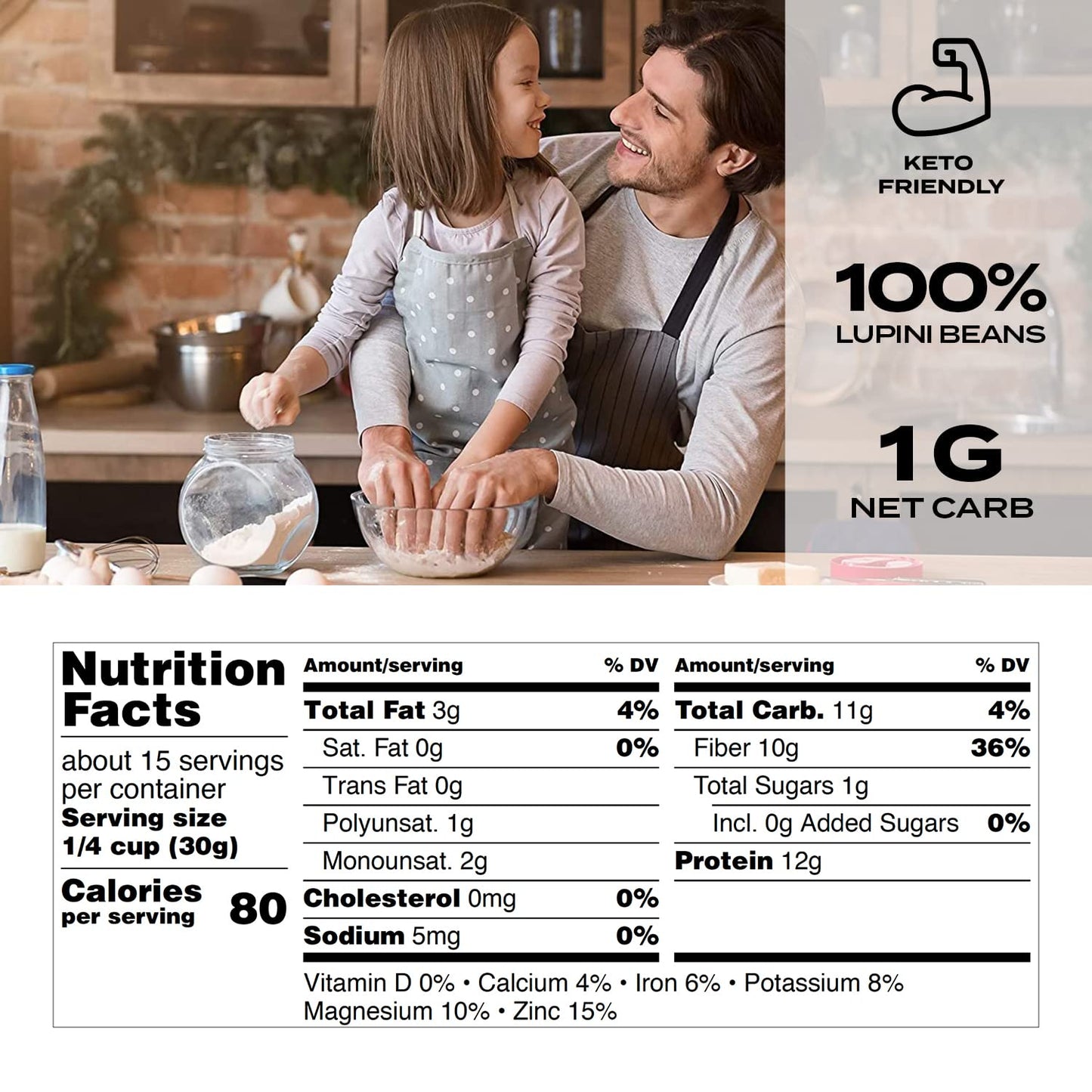 Aviate Lupini Flakes - Vegan Superfood, Non-GMO, Gluten Free, High Protein, Low Calorie - 12 Ounces