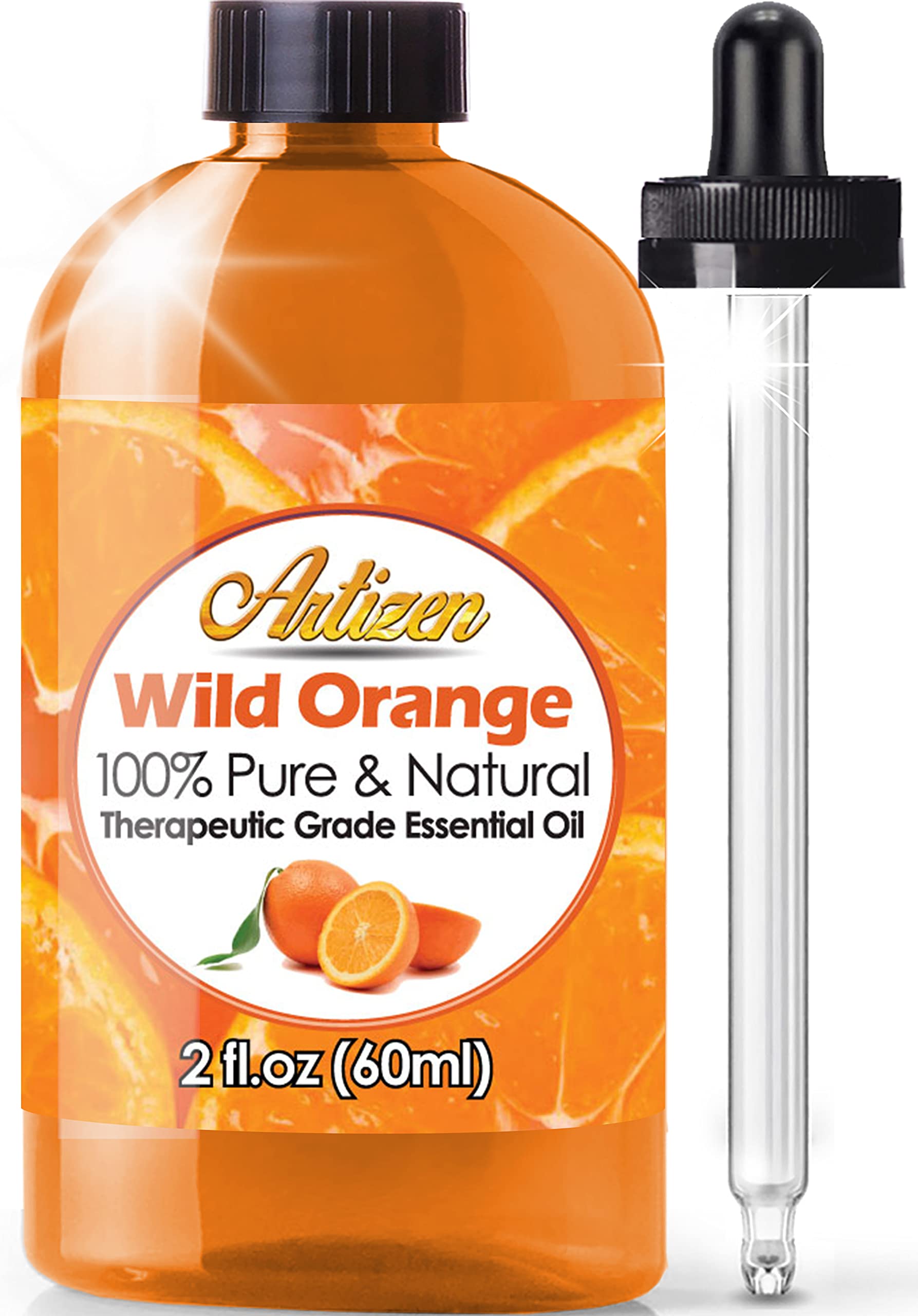 Artizen Wild Orange Essential Oil (100% Pure & Natural - Undiluted) Therapeutic Grade - Huge 2Oz Bottle - Perfect For Aromathera