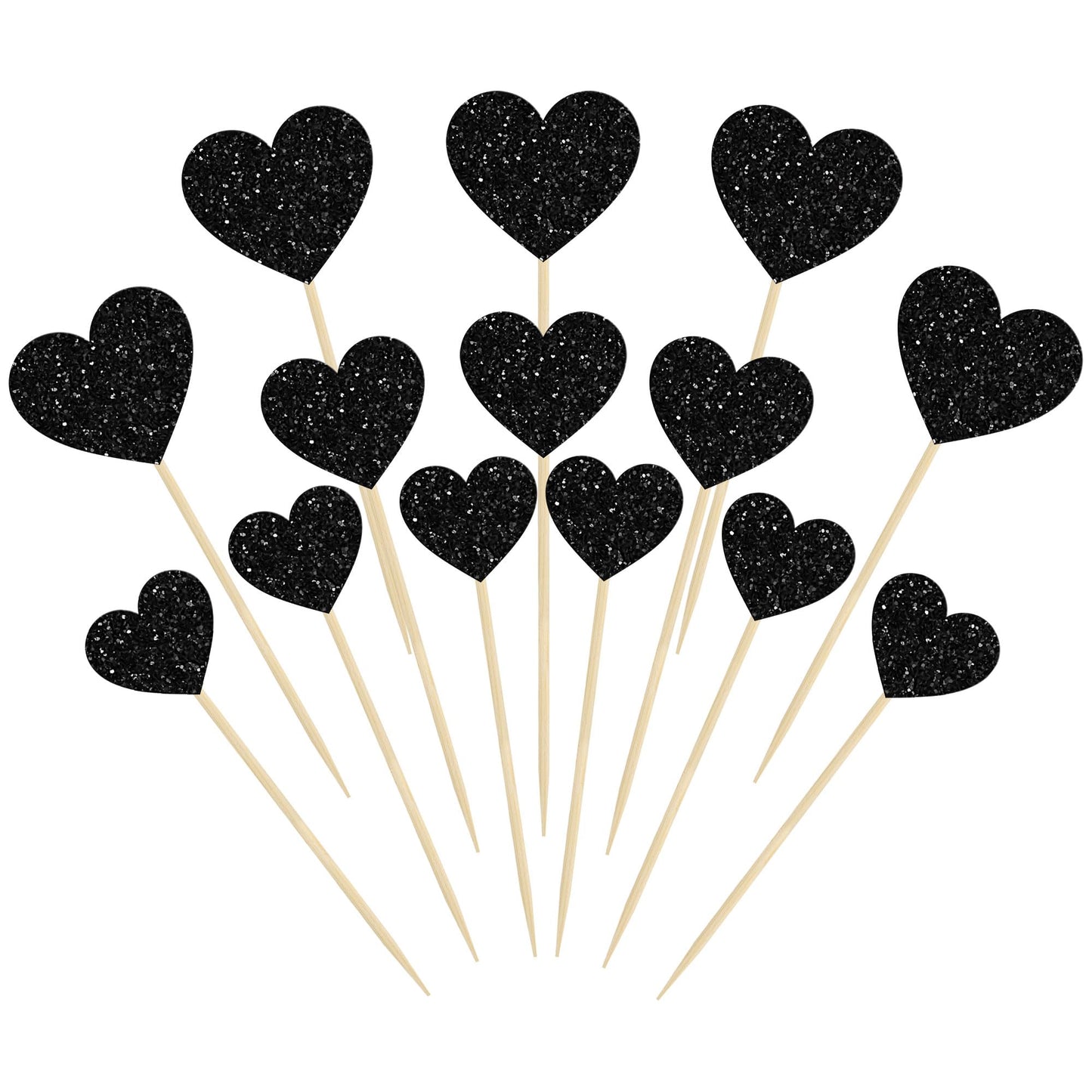 Gyufise 30Pcs Heart Cupcake Toppers Glitter Mixed Size Sweet Love Theme Heart Cake Decorations Wedding Engagement Bridal Shower 
