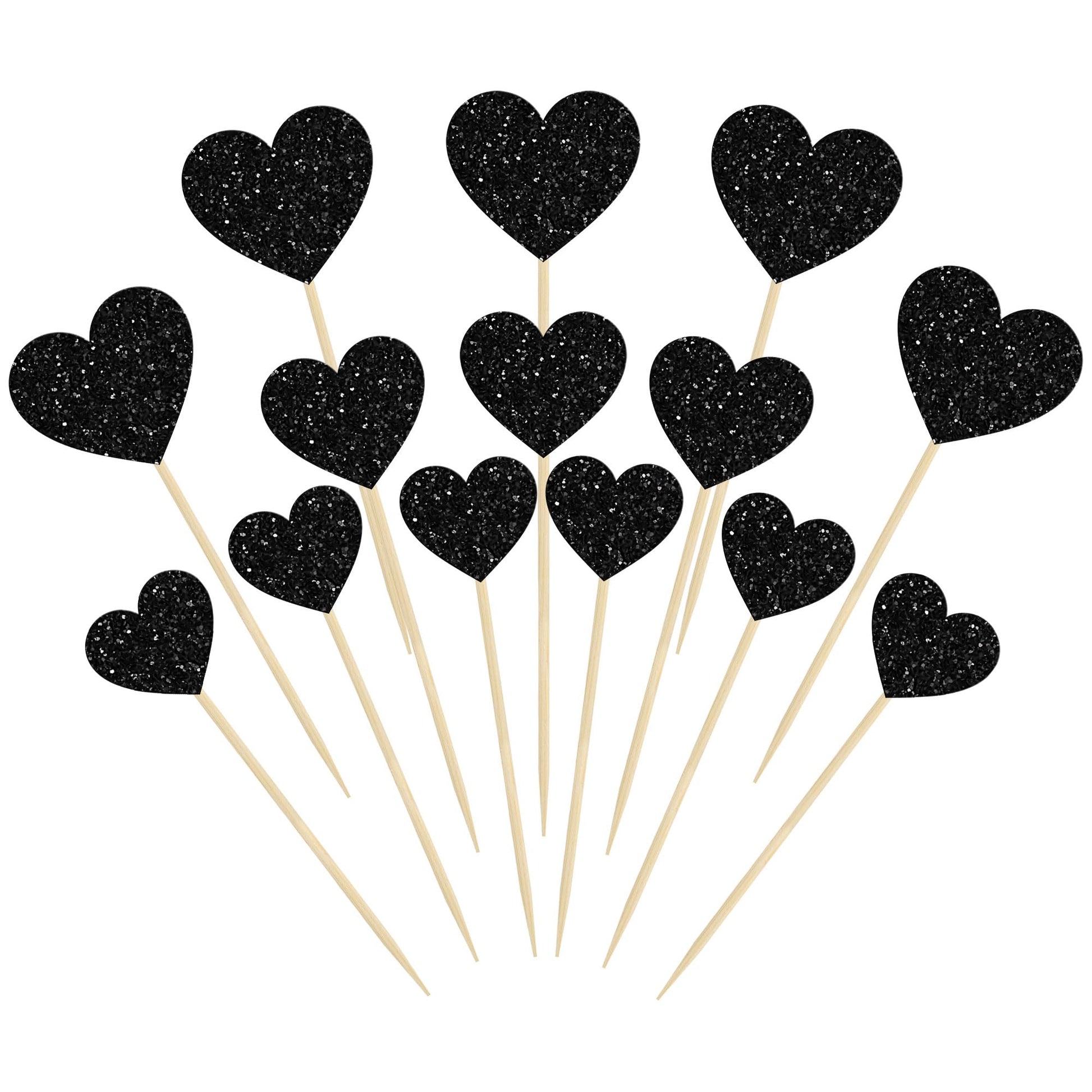 Gyufise 30Pcs Heart Cupcake Toppers Glitter Mixed Size Sweet Love Theme Heart Cake Decorations Wedding Engagement Bridal Shower 