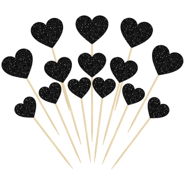 Gyufise 30Pcs Heart Cupcake Toppers Glitter Mixed Size Sweet Love Theme Heart Cake Decorations Wedding Engagement Bridal Shower 