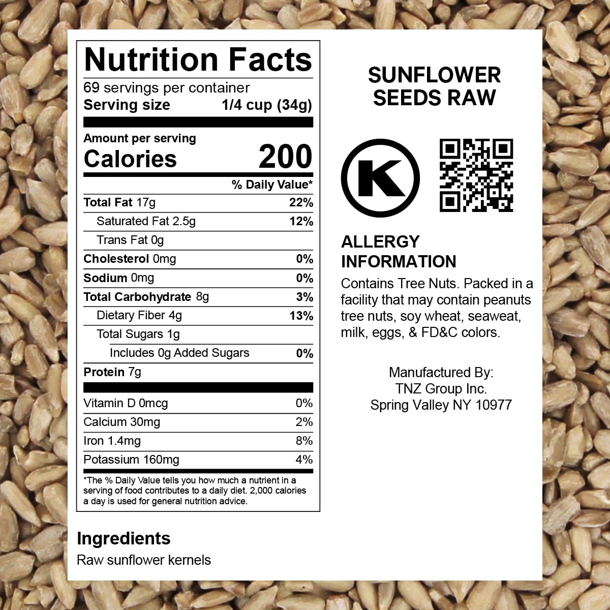 Raw Sunflower Seeds - Delicious Crunchy, Wholesome Snack Raw Shelled Sun Flower Seeds to Eat and Add in Food Recipes - Source of