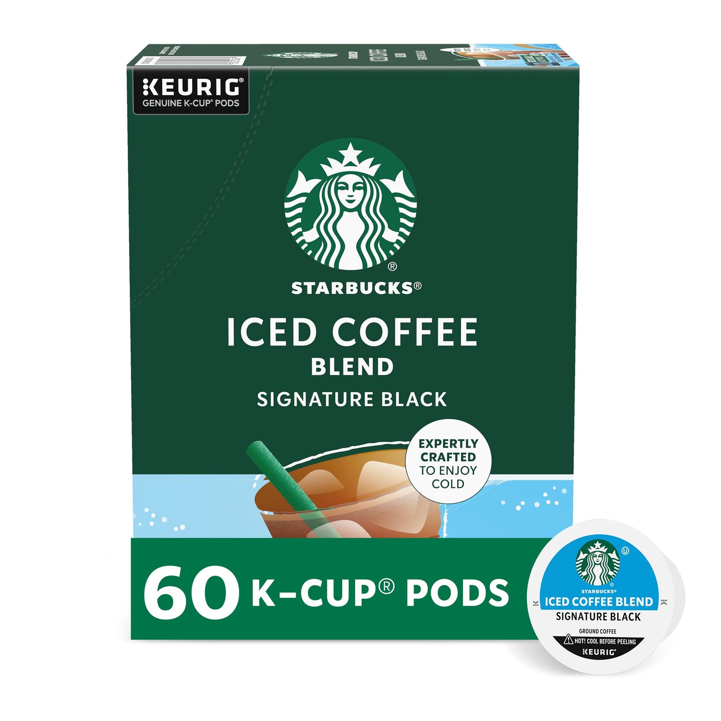 Starbucks K-Cup Coffee Pods, Medium Roast Iced Coffee Blend, 60 Pods Total, 100% Arabica, Compatible with Keurig Brewers