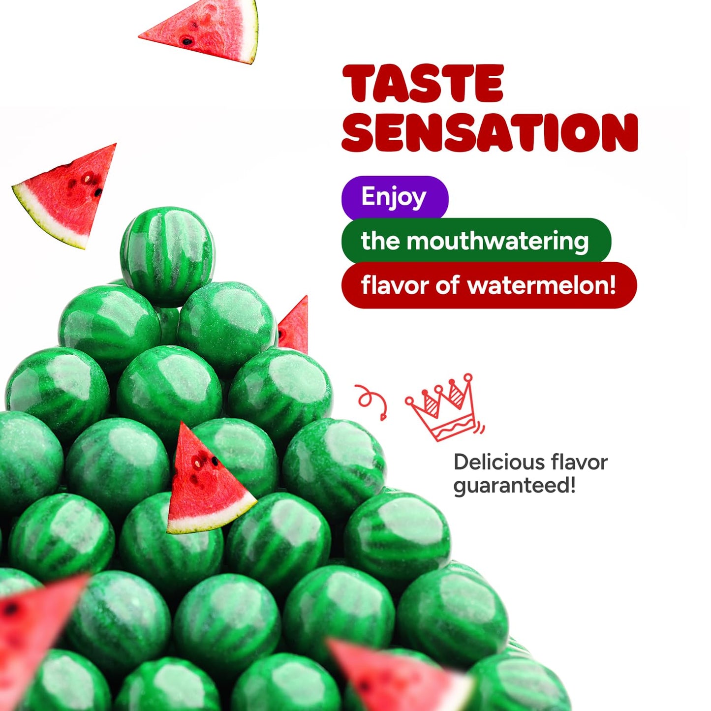 Gumballs For Kids In Jar - 1 Inch Large Gumballs - Watermelon Bubble Gum - Fun Chewing Gum For Kids - 9 Oz