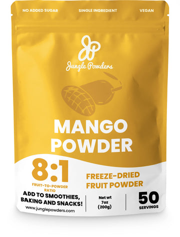 Jungle Powders Freeze Dried Mango Powder 7 Ounce Bag, Fruity Mango Extract For Baking No Sugar Added Dry Mango Powder Juice Addi