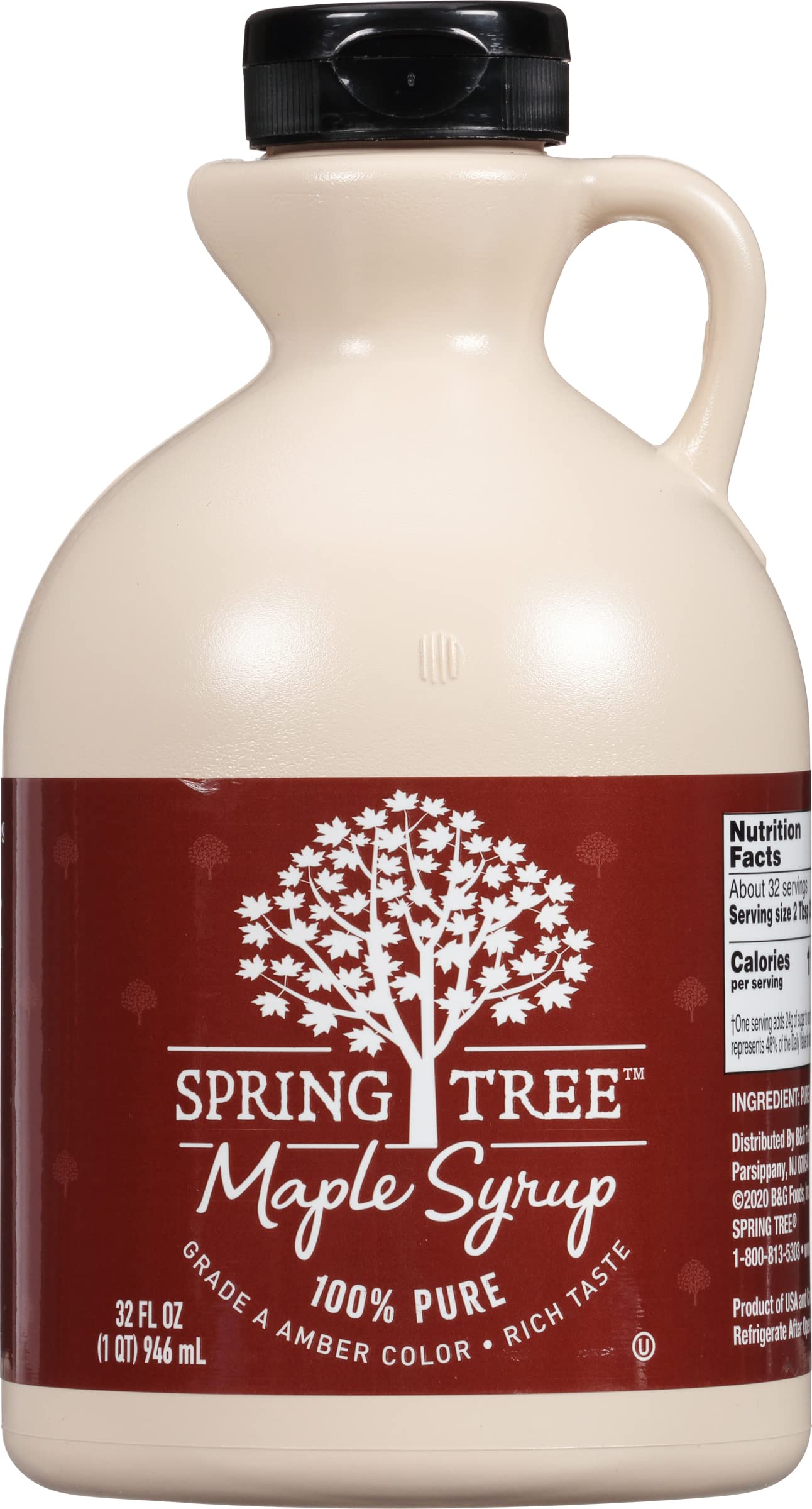 Spring Tree Pure Maple Syrup, Grade A Amber, 32 Fl Oz, 100% Natural