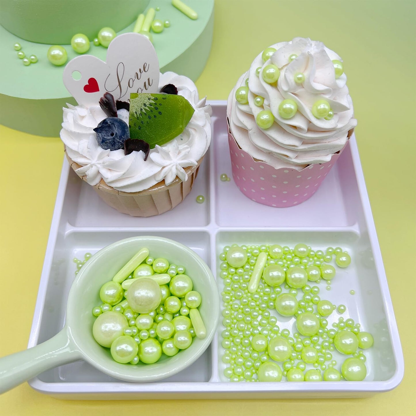 Green Sprinkles For Cake Decorating, 4.6Oz Green Rod And Pearl Sprinkles Mix For Baking, Cupcake, Cookie, Ice Cream, Donuts And