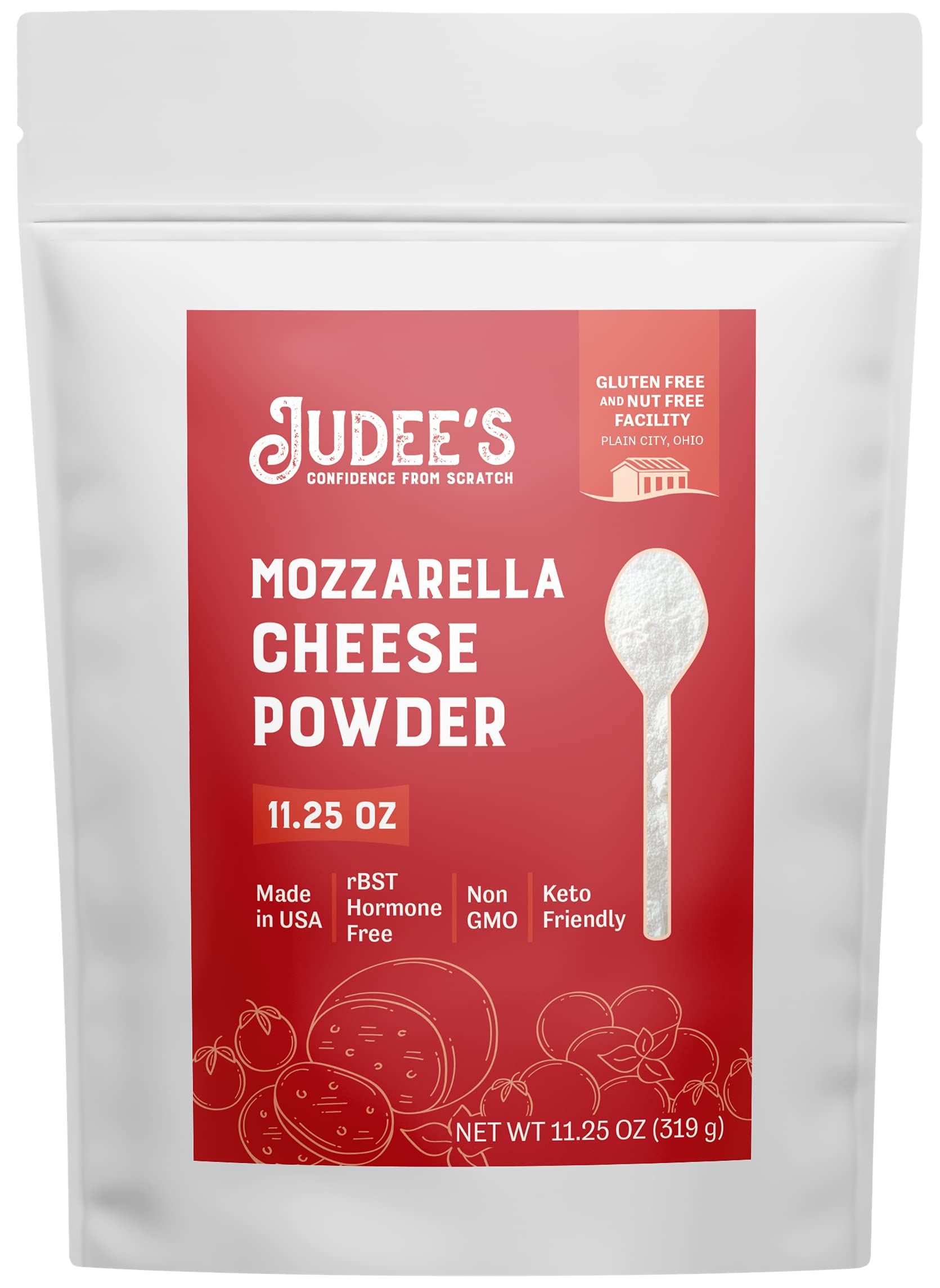 Judee   S Mozzarella Cheese Powder 11.25Oz - 100% Non-Gmo, Keto-Friendly - Rbst Hormone-Free, Gluten-Free & Nut-Free - Made From