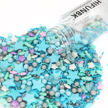 Sea World Sprinkles For Cake Decorating,Edible Mix Fish Sea Horse Starfish Shell Dragee For Kids Birthday Party, Blue Color Suga
