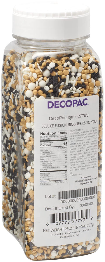 Decopac Cheers To You Deluxe Fusion Mix Candy Sprinkles, 26Oz, Fancy Sprinkles In Handheld Container, Edible Sprinkles For Celebration Cakes, Cupcakes, Cookies And Donuts