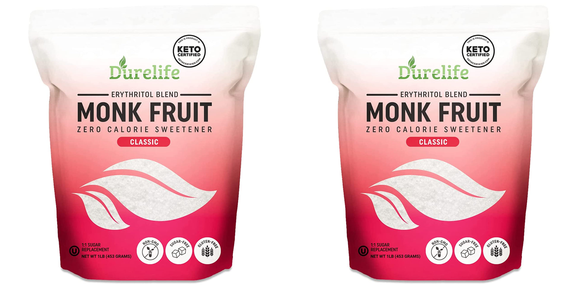 Durelife Monk Fruit Sweetener, Classic - White Sugar Substitute, Keto Diet Friendly, 1:1 Sugar Replacement, Zero Calorie, Classi