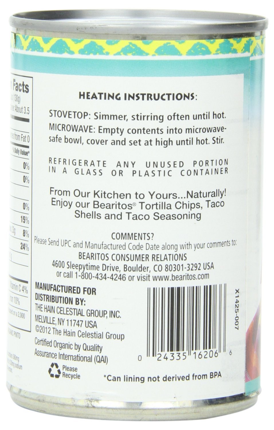 Bearitos Organic Fat Free Traditonal Refried Beans, 16-Ounce (Pack Of 6)