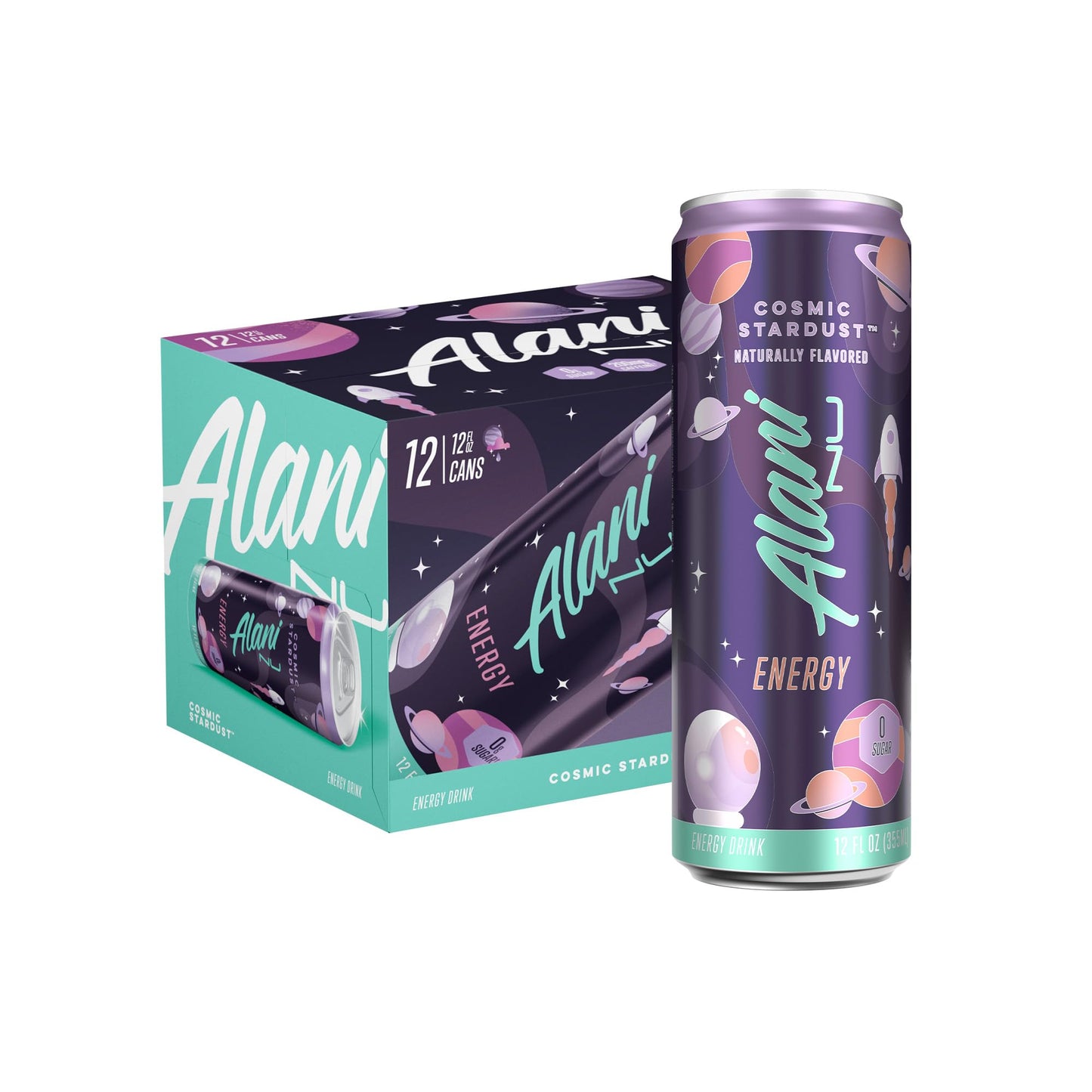 Alani Nu Energy Drinks - Sugar Free, Low Calorie, 200mg Caffeine, 12 Fl Oz Cans, Cosmic Stardust, 12 Pack