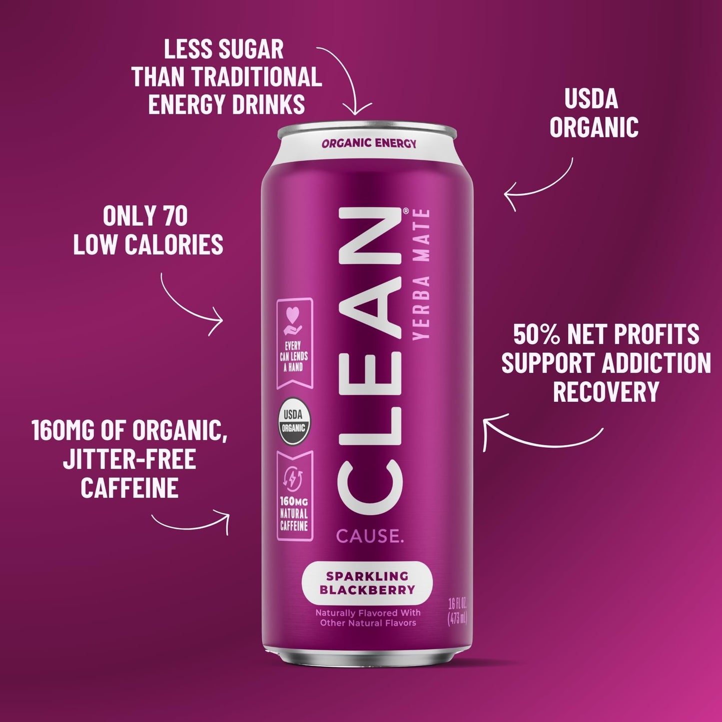 Clean Cause Sparkling Yerba Mate Blackberry 12Pk/16Oz