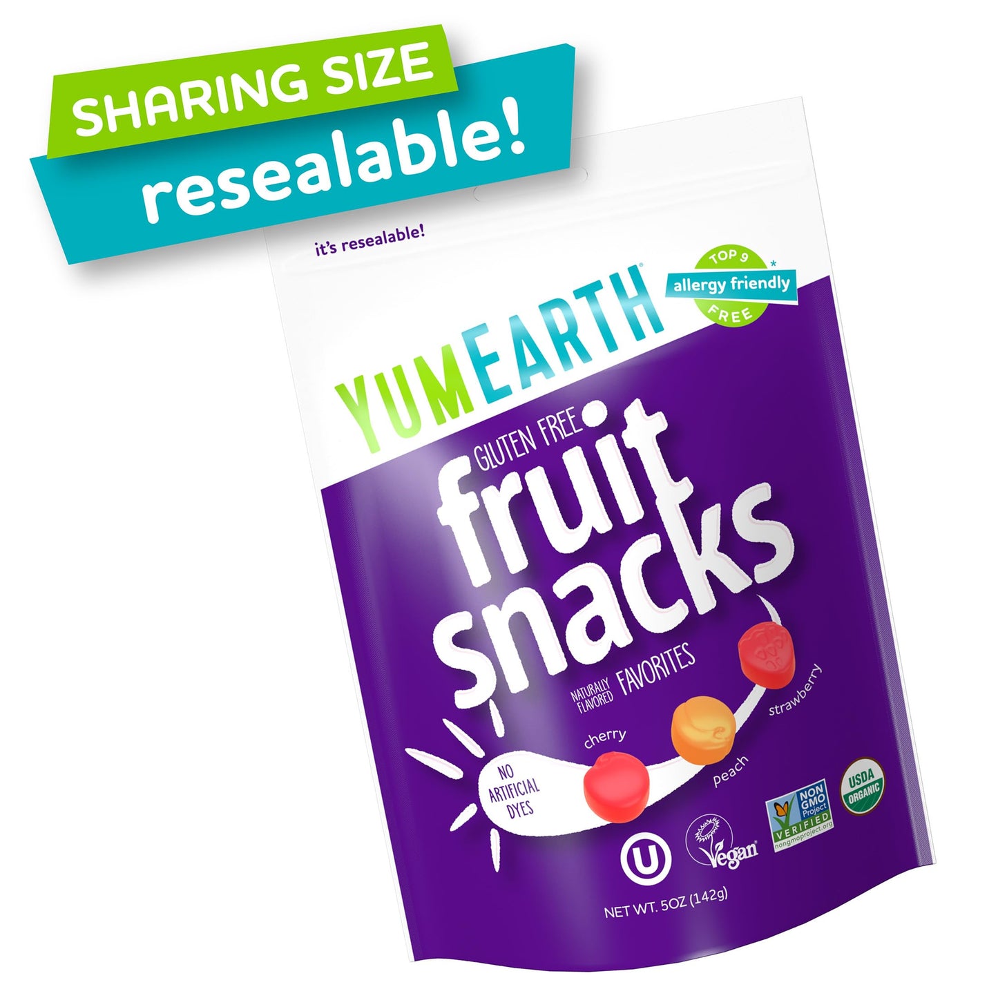 YumEarth Organic Fruit Snacks, 5oz. (Pack of 6), Allergy Friendly, Gluten Free, Non-GMO, Vegan, No Artificial Flavors or Dyes,5