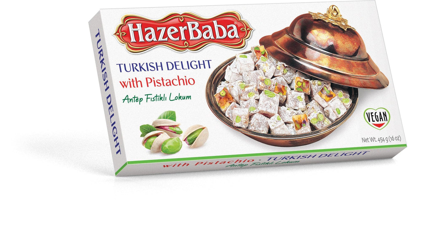 Hazer Baba Turkish Delight Pistachio Candy, Gourmet Snack Box, Traditional, Vegan Snack, Turkish Lokum, Unique Sweets, Loukumi, 