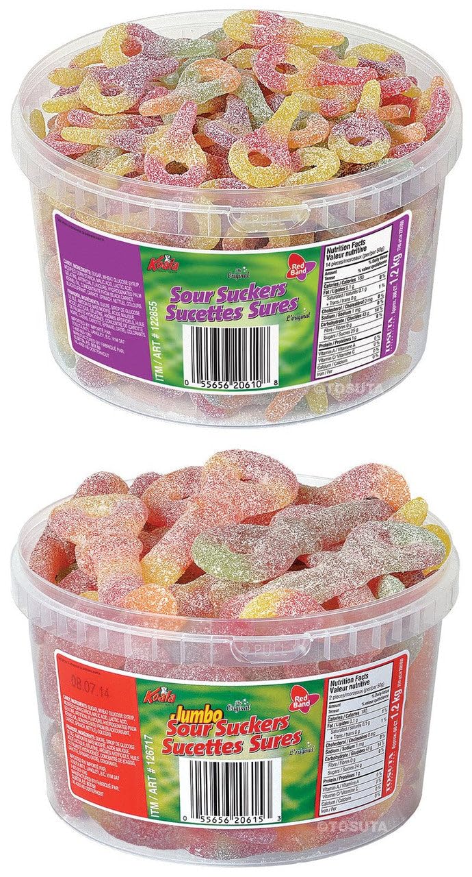 Sour Sucker/Keys Bundle With Koala Sour Suckers Gummy Candy 1.1 Kg (300 Count) And 1.2 Kg (60 Count)