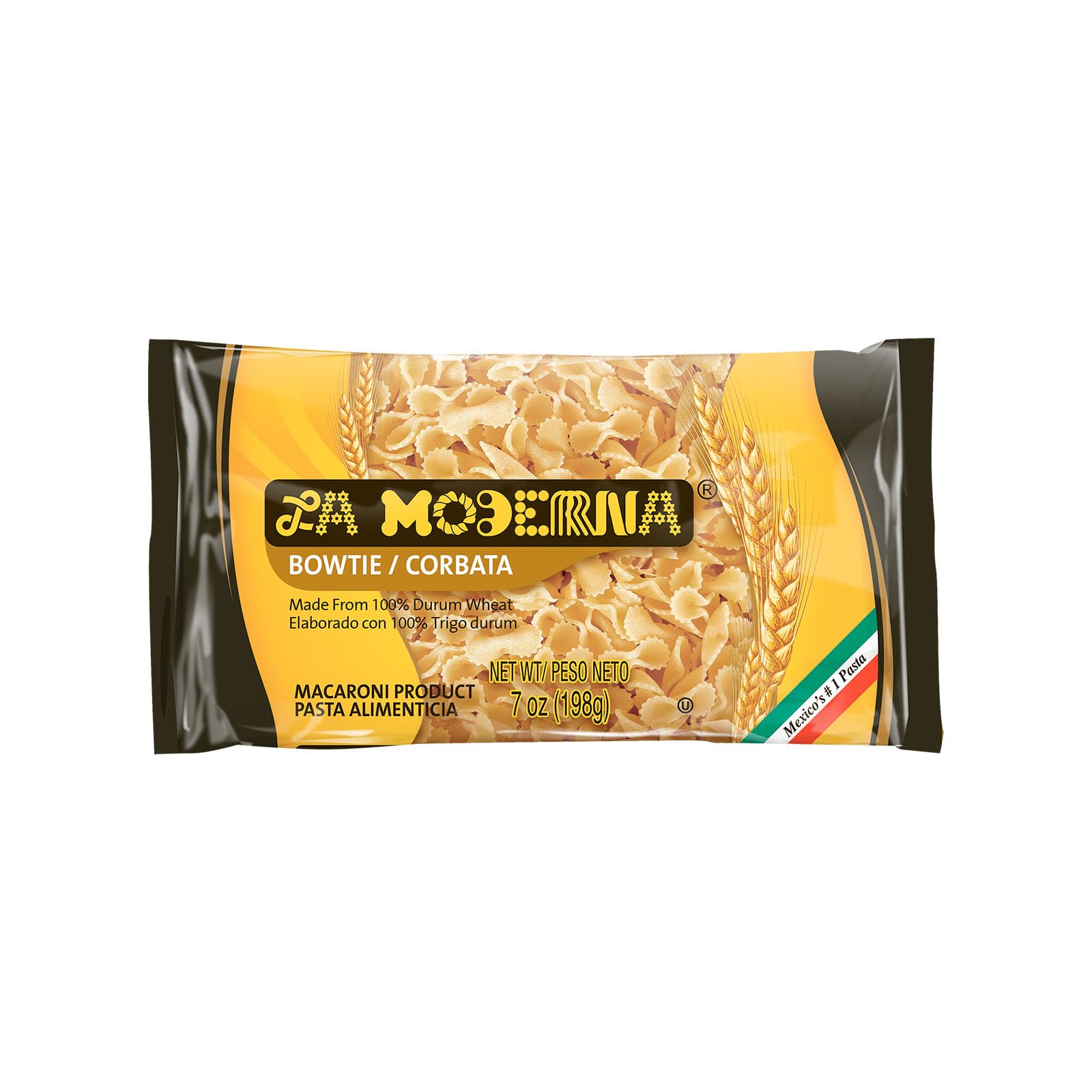 LA MODERNA, Corbata, Pasta, Hecha con S  mola de Trigo Durum, Enriquecida con Vitaminas y Hierro, 7 oz