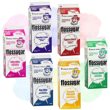Cotton Candy Sugar Floss-Six Pack 52Oz Cartons-Mix & Match Your Choice