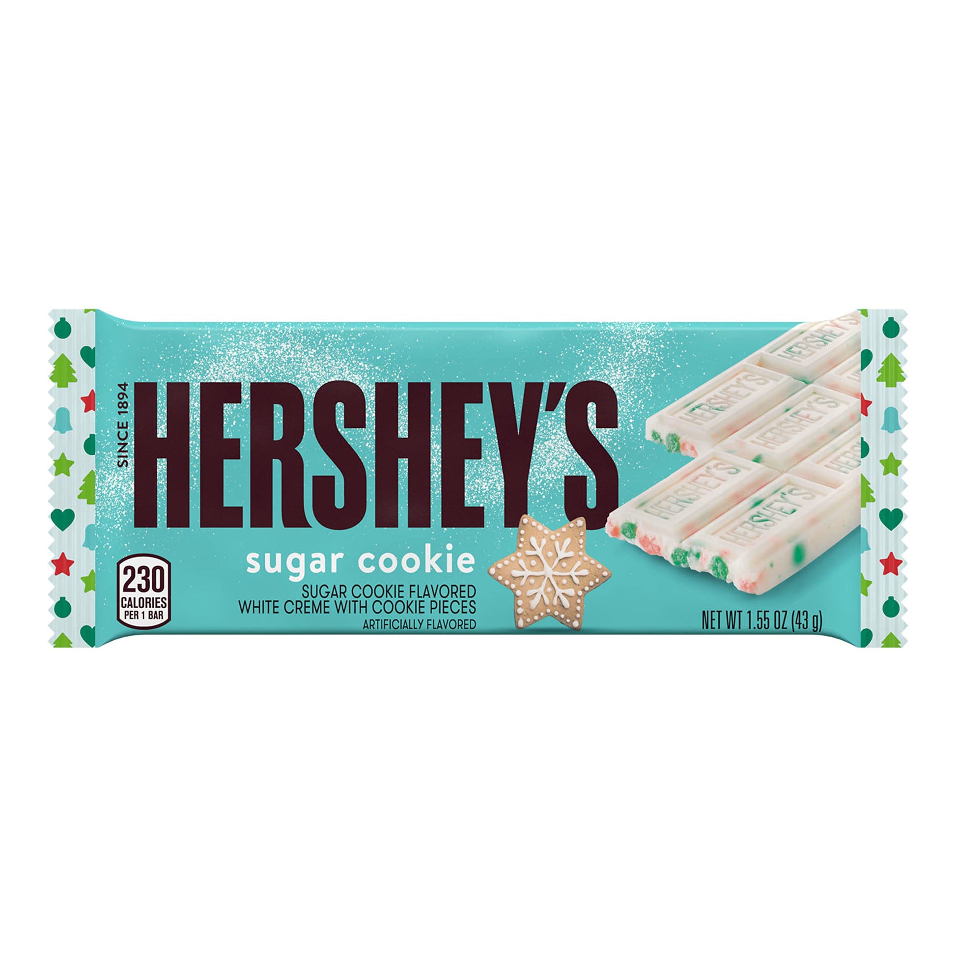 HERSHEYS Sugar Cookie Flavored White Creme Candy Bar, 1.55 oz, Christmas Treat