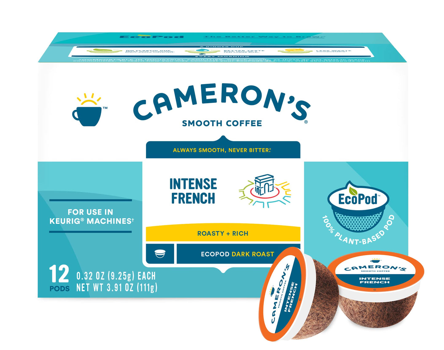 Camerons Coffee Single Serve Pods, Intense French, 12 Count (Pack of 1)