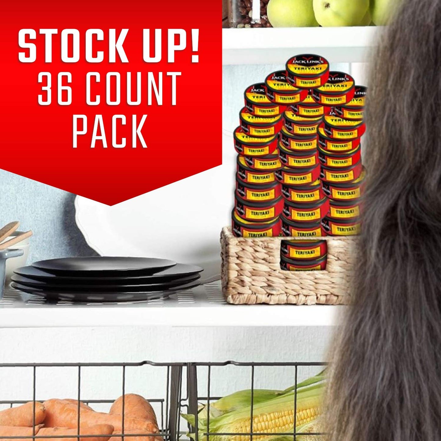 Jack Links Beef Jerky Chew, Teriyaki Flavor, 0.32 Oz Per Snack Tin, Pack of 36, Made with 100% Beef Jerky