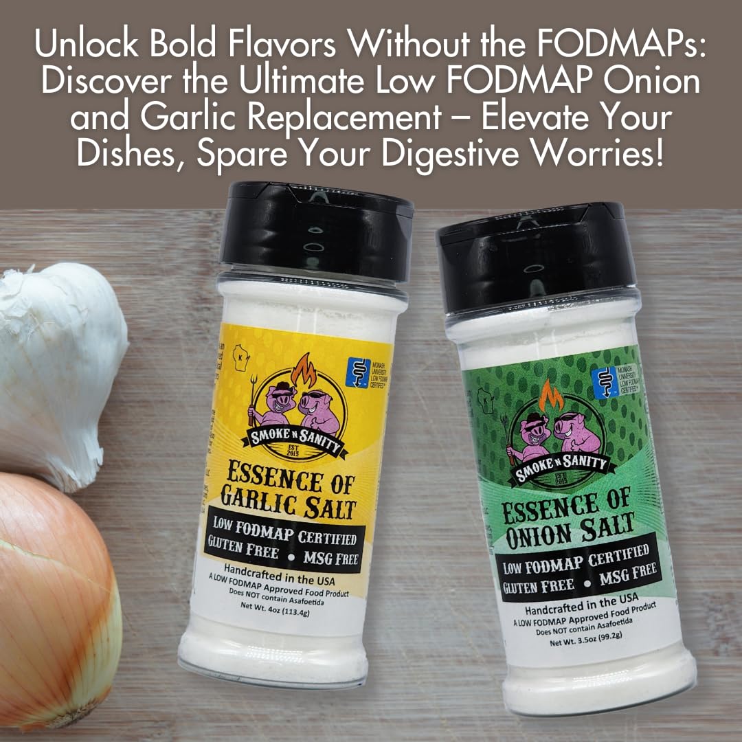 Smoke N Sanity Essence Of Onion Salt - Certified Low Fodmap - Contains No Garlic - Low Fodmap Seasonings. Certified Gluten Free