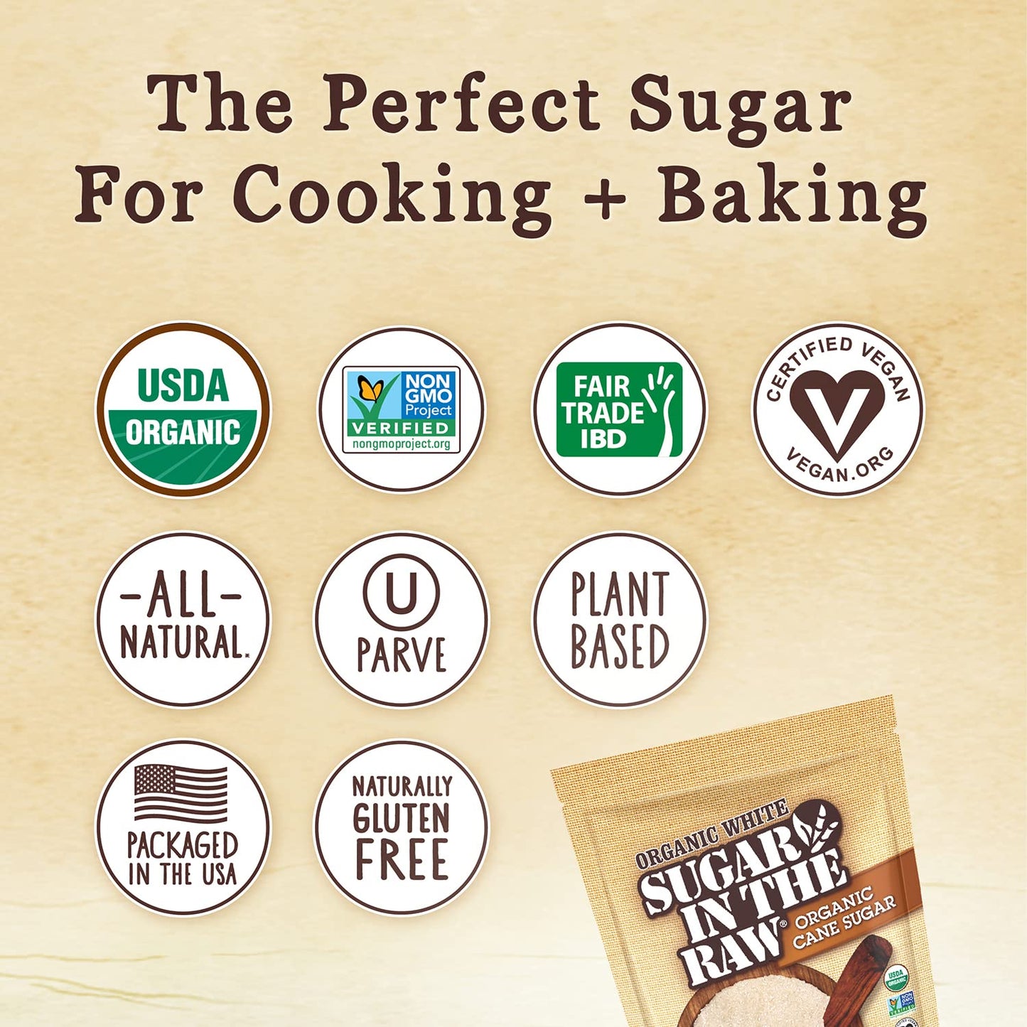Sugar In The Raw Organic Granulated White Premium Cane Sugar, Pure Natural Sweetener, Hot & Cold Drinks, Coffee, Cooking, Baking