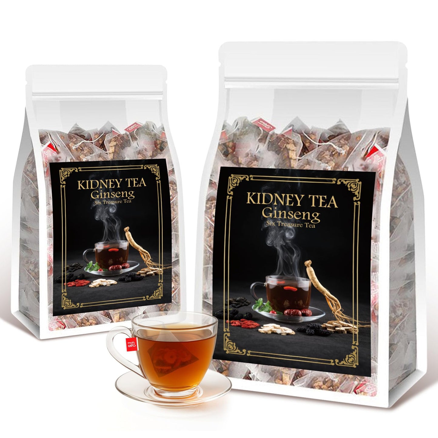 ZENVIVIAN Kidney Tea Formula - Ginseng Herbal Tea with 6 Natural Ingredients, 2 Pack/50 Bags