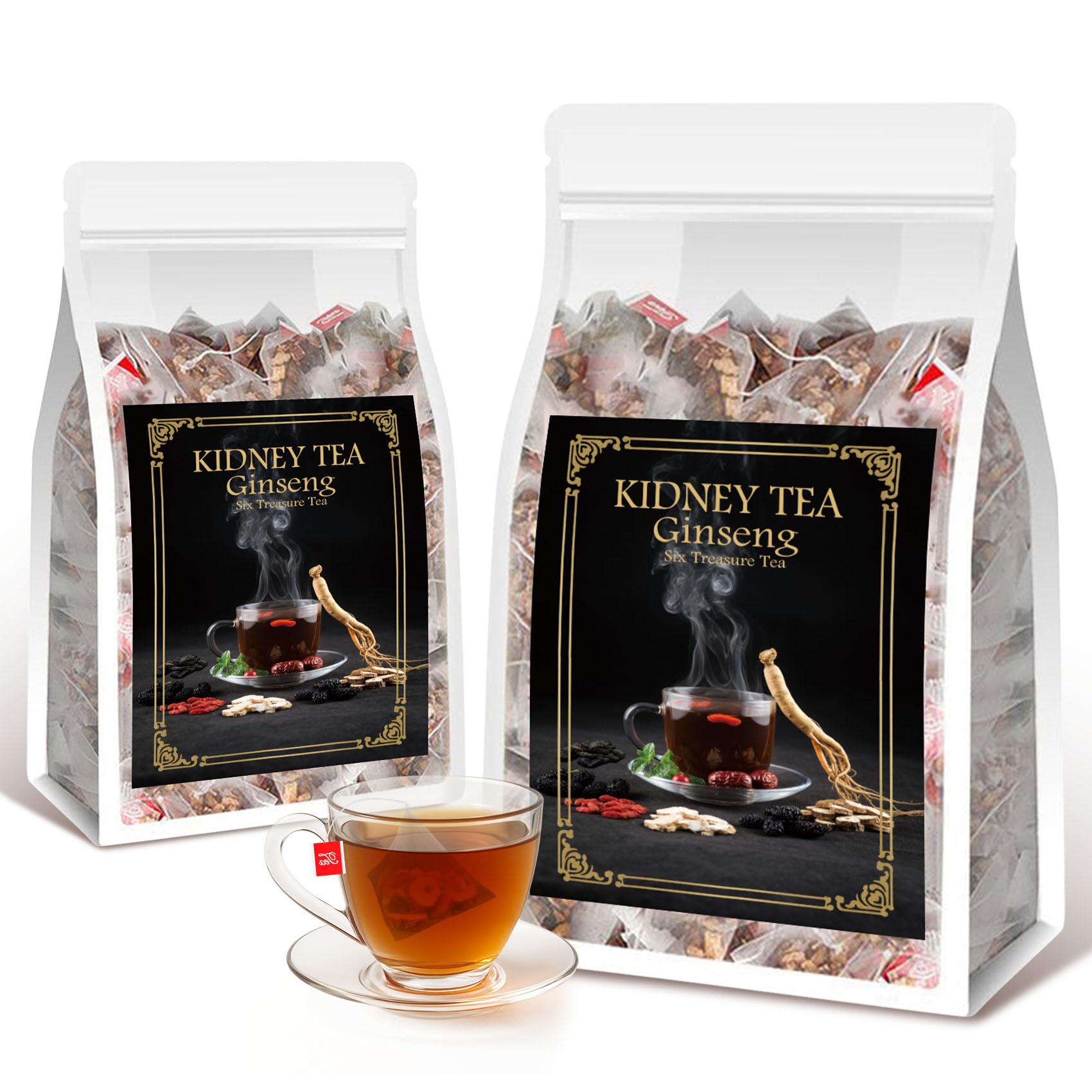 ZENVIVIAN Kidney Tea Formula - Ginseng Herbal Tea with 6 Natural Ingredients, 2 Pack/50 Bags
